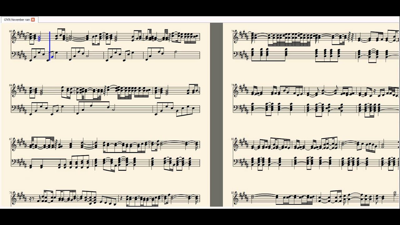 Gunsn N' Roses - November Rain (Piano with PDF) - YouTube