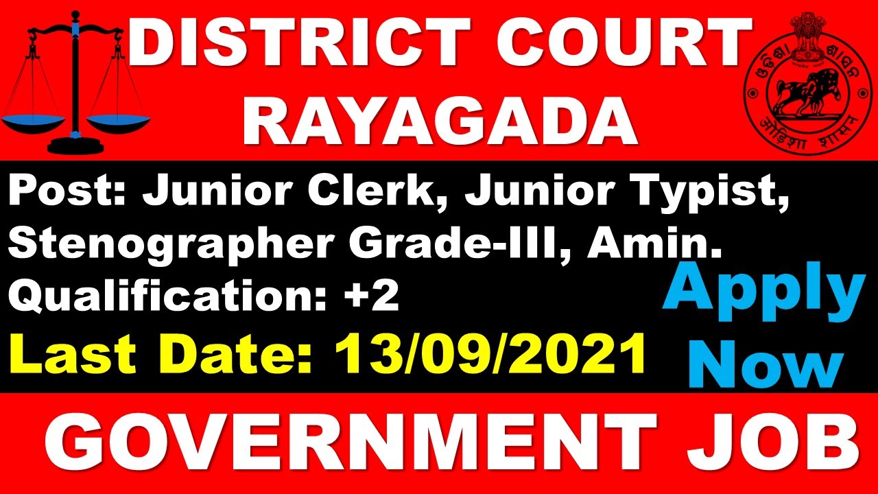 District Court Rayagada Recruitment2021//Junior Clerk//Junior Typist