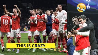 🤣This Uncontrollable Celebration From Arsenal Players & Coach After Beating Tottenham!
