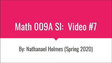 MATH 009A SI Spring 2020 Week 5: Intermediate Value Theorem and Infinite Limits