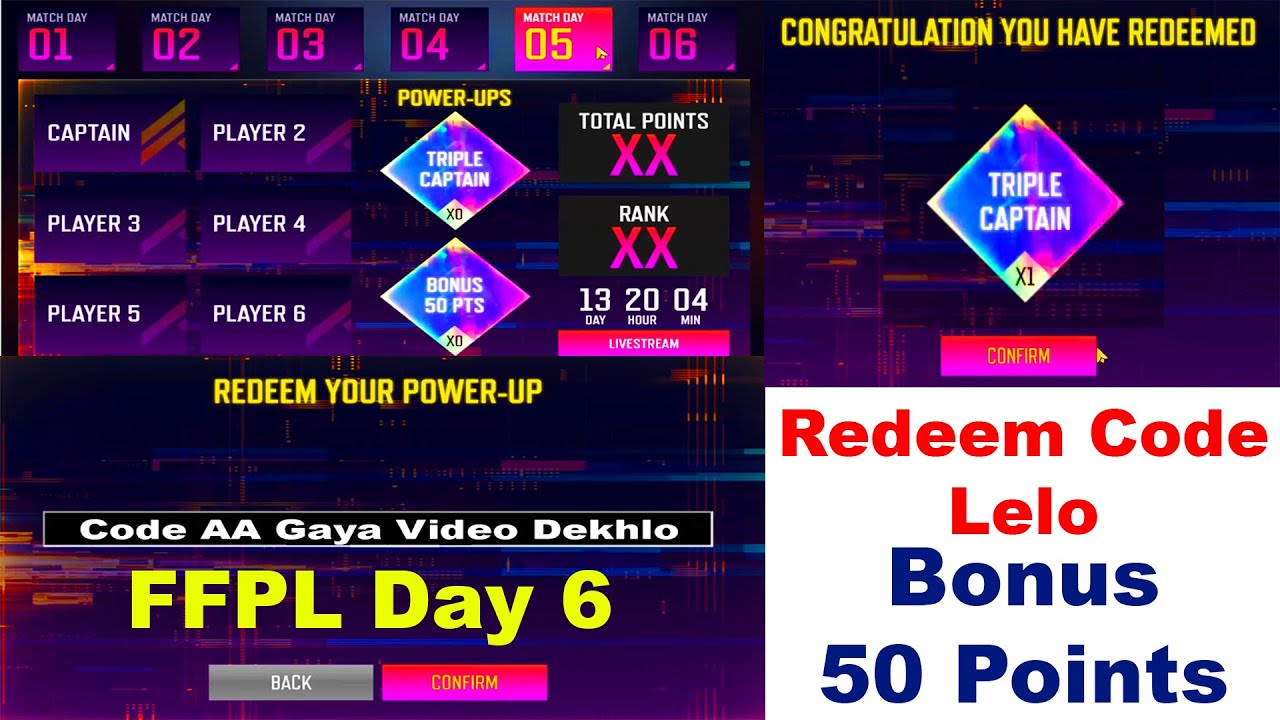 [Triple Captain Point Day 6] Free Fire Pro League Dream Team Redeem Code