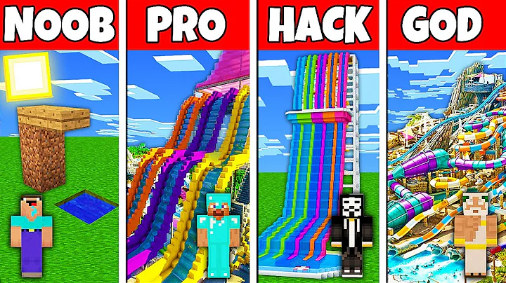 Minecraft Battle: NOOB vs PRO vs HACKER vs GOD! WATER PARK BUILD CHALLENGE in Minecraft