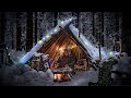 Solo bushcraft winter camping  the christmas ambience  merry christmas and happy new year 2023