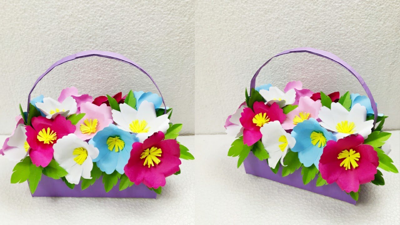How To Make Flower Basket With Craft Paper | Best Flower Site