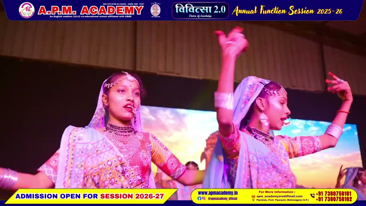 Royal Rajasthani Ghoomar Performance ✨ | Vivitsa 2.0 2025 | APM Academy Pipralala Maharajganj