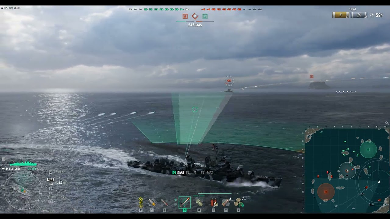 World of Warships - A close Random game in the Fletcher