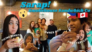 wife tries TAPSILOG // Our Filipino BGC Restaurant in Canada visit (owner from Philippines)