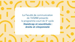 Programme court de 2e cycle Handicap et sourditude : droits et citoyenneté