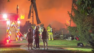 Crews battle large barn fire in Perry