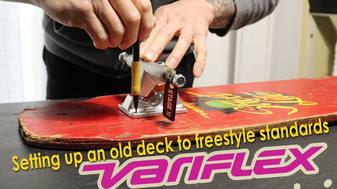 Setting up an old VARIFLEX skateboard deck to freestyle standards - 80s skateboarding