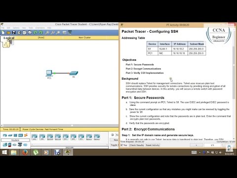 2.2.1.4 Packet Tracer - Configuring SSH