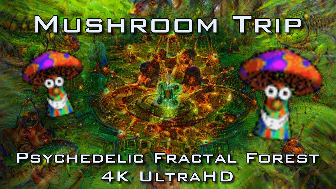 Mushroom Trip   Psychedelic Fractal Forest Visuals 4 DMT LSD Psilocybin   4K UltraHD DeepDream