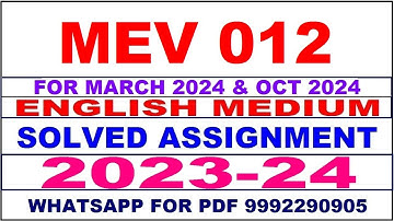 mev 012 solved assignment 2023-24 | mev 12 solved assignment in english 2024 | mev 12 2024