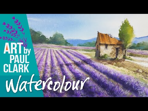 How to paint a Lavender Field in Watercolour - step by step.