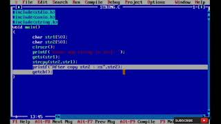 copy one string into another without using handling function c program