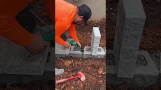 New mini retaining wall and concrete patio with stamping done🙌