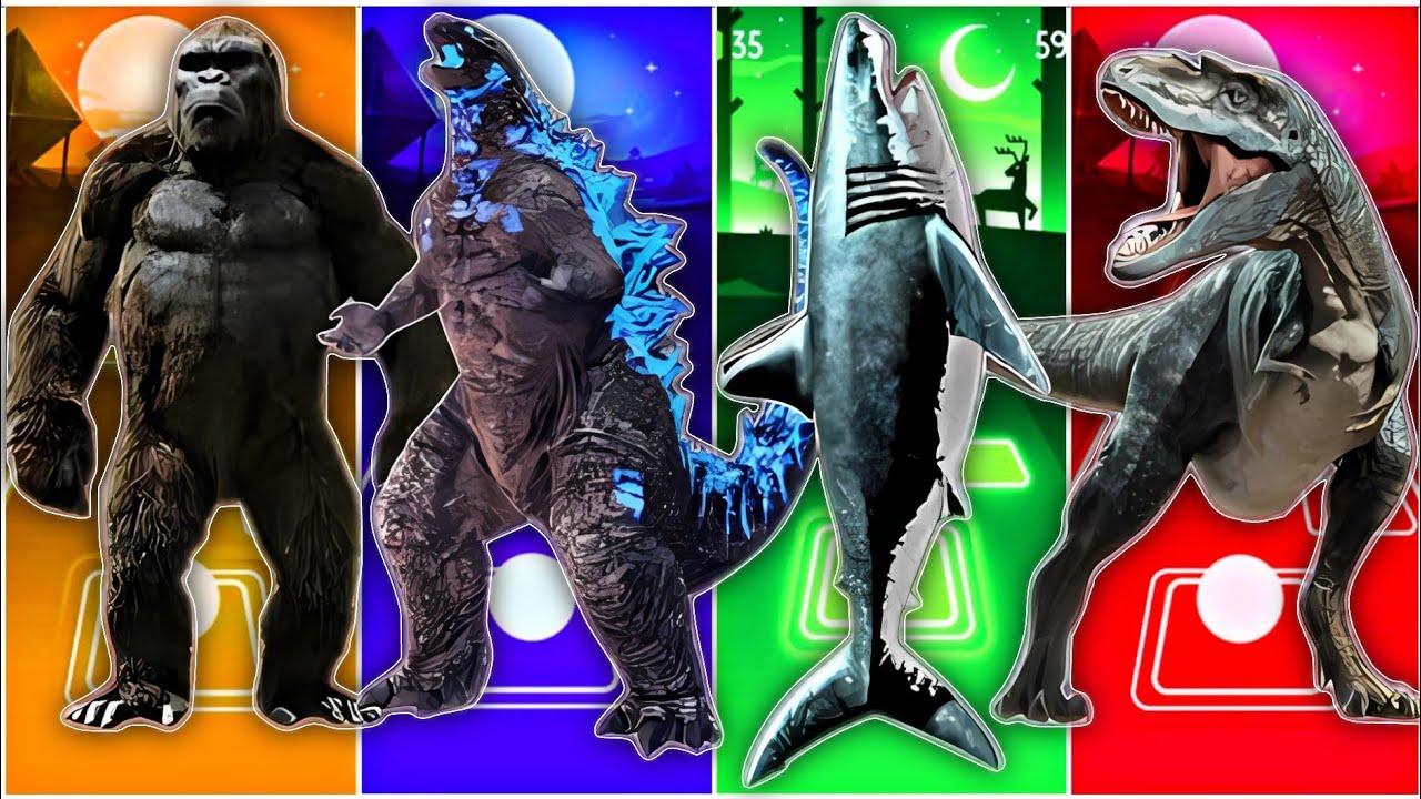 Jurassic World  King Kong 🆚 Godzilla 🆚 Megalodon 🆚 Denosaurus || Coffin Dance Song TilesHop