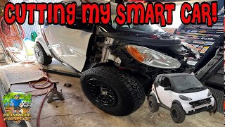 Smart Car Lift ~ Cutting \& Fitting HUGE Tires (Part 2)