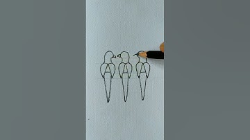 Easy birds drawing with three A #art #pencildrawing #youtubeshorts #shorts #shortsvideo .