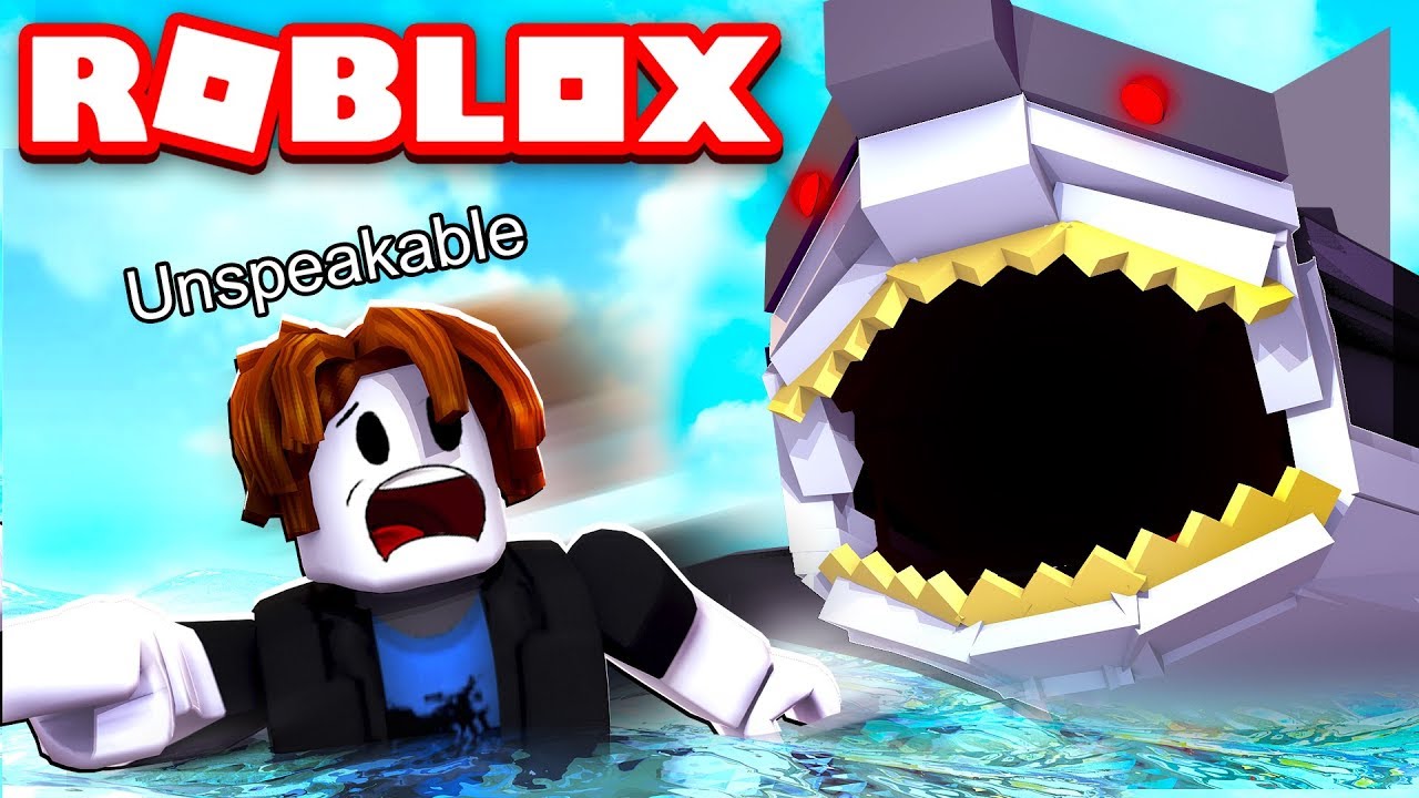 Escaping The Giant Jaws Shark Obby Youtube - real unspeakable roblox name