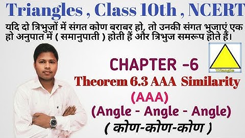 AAA Similarity Theorem || Chapter 6 Triangles Theorem 6.3 Class 10 Maths NCERT