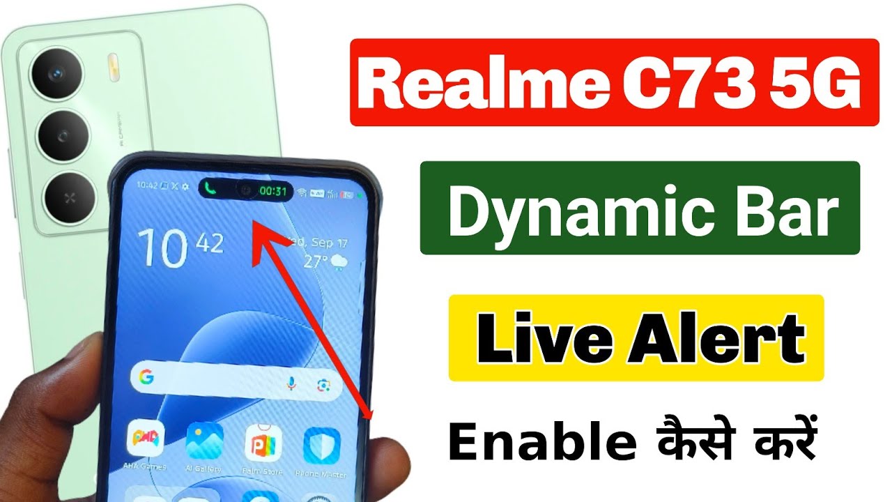 How to enable live alert in realme c73 5g | realme c73 5g dynamic bar enable settings| realme c73 5g