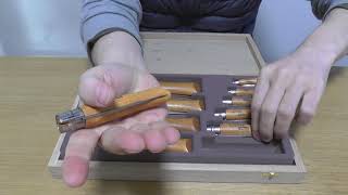 OPINEL ナイフ ,ブレード：カーボン鋼 , ハンドル：ビーチウッド : 10本セット 箱入り