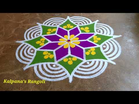 Tamil Puthandu Special flowers padi Kollam Easy Rangoli Pandaga design muggulu