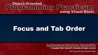 OOP Programming (VB) - 03O Focus and Tab Order Net Worth