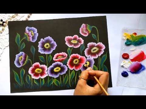 One Stroke Painting Tutorial for Beginners | Acrylic Flower Painting | How to paint Beautiful Flower