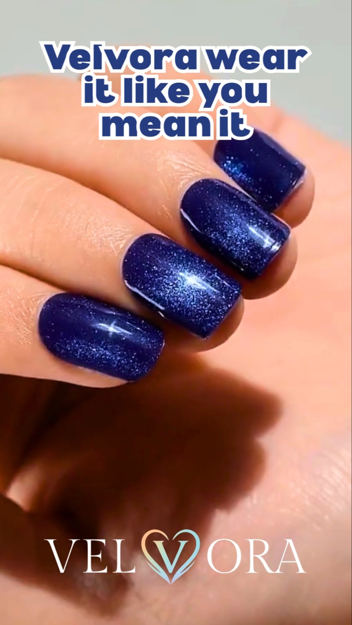 Royal Sapphire Semi-Cured Gel Nail Strips applied on real nails