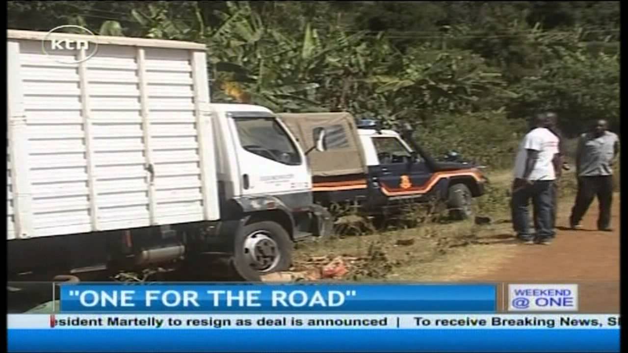 Nyeri residents enjoy free bear as lorry ferrying alcohol is involved in an accident
