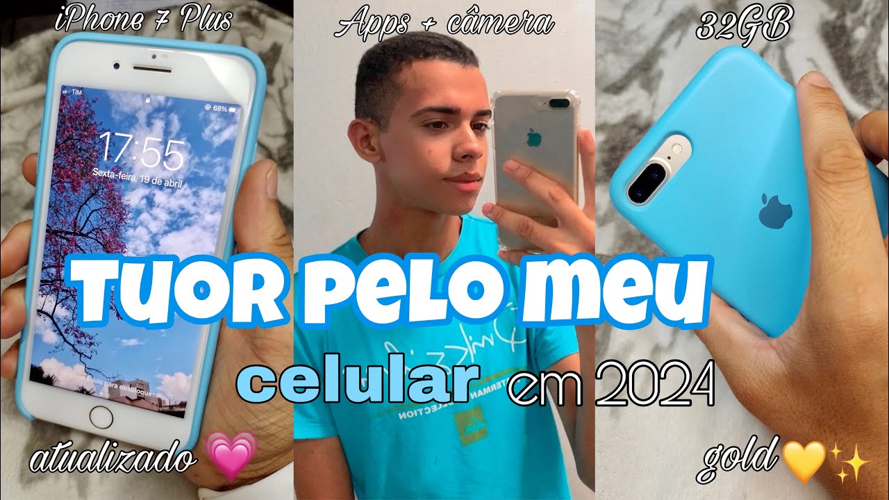 MOSTRANDO MEU CELULAR 📲💗| iPhone 7 Plus 32gb, gold, tuor 2024