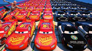 GTA 5 SPIDERMAN Cars Challenge Lightning &amp; Monster McQueen Jackson Storm Miss Fritter &amp; Friends Cars