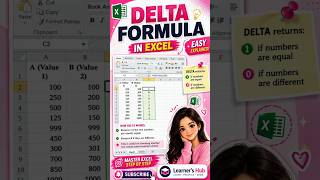 Master Excel’s DELTA formula! 📊✨ Check if two numbers are equal using =DELTA(A2,B2) 💗 #Excel #Exc...