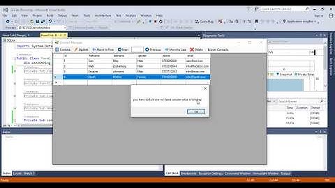 Get DataGrid View column or row values in Visual Basic using ADO.NET and SQLite Database