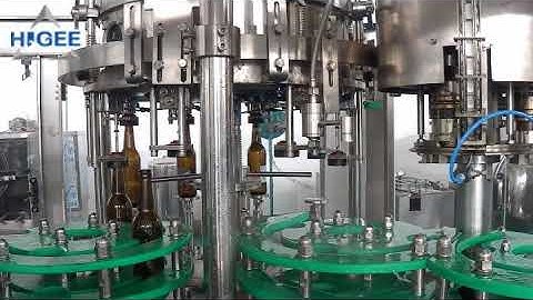 Beer bottle  feeding，filling，capping and labeling machine line