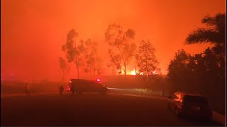 Silverado Fire 10/26/20: Huge Flames | High Winds | Behind Evacuation Lines!