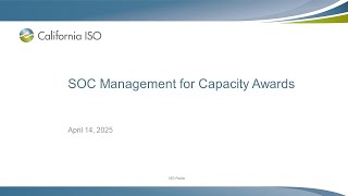 Apr 14, 2025 - SOC Management for Capacity Awards