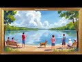 Spend a Day FISHING with Friends | Gold Framed Art | Oil Painting | Screensaver 4K | No Sound Video