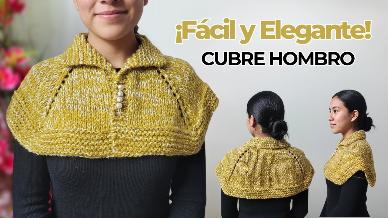 Aprende a Tejer un Cubre Hombro con Cuello a Dos Agujas – Top Down Fácil