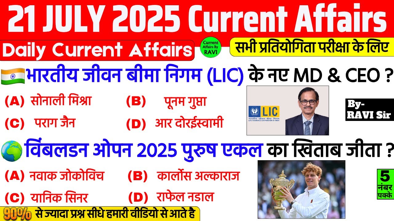 21 July 2025 Current Affairs | Current Affairs Today | Current GK- SSC ...