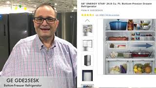 GE Refrigerators Bottom mount Freezer  Product review GBE21DGK, GDE21EMK, GDE25ESK