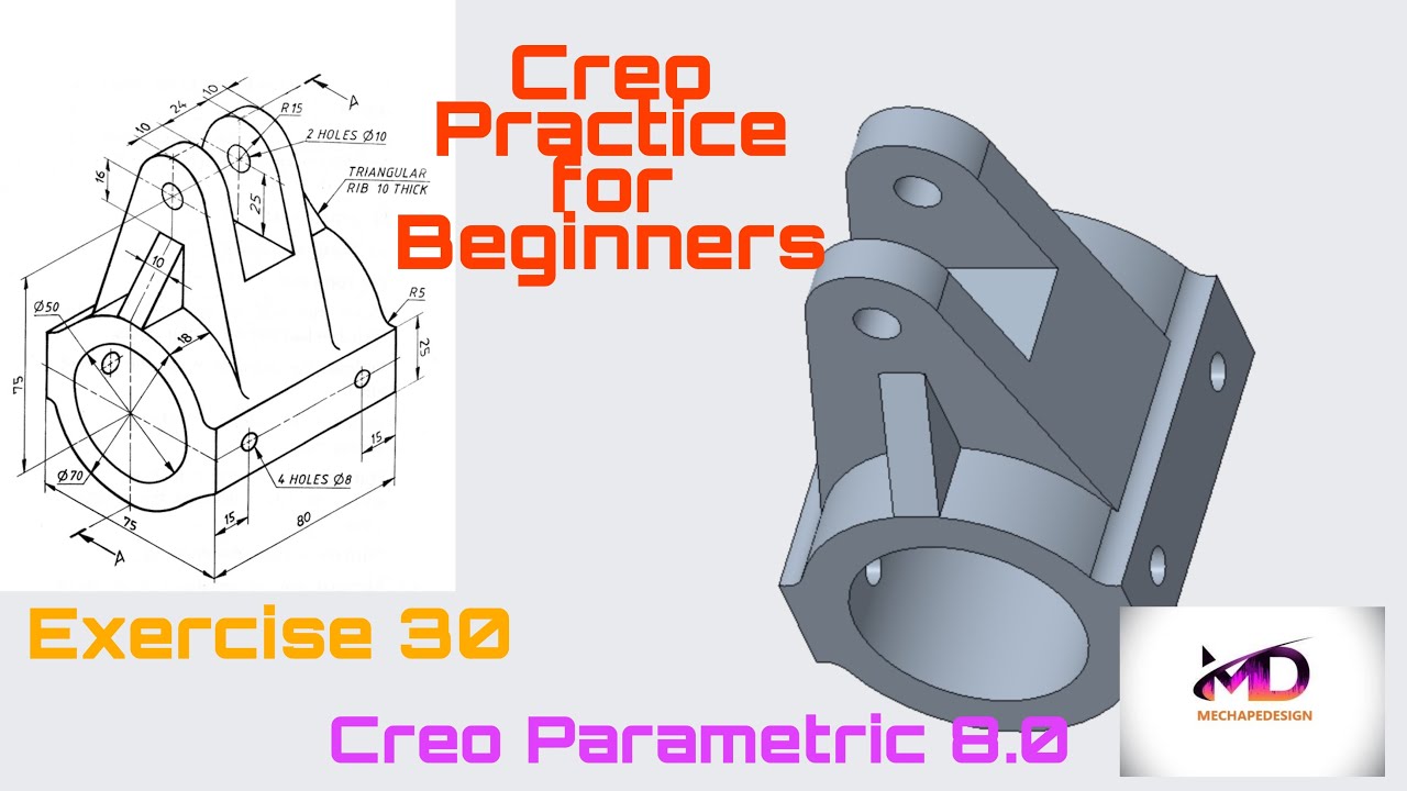 Creo Practice Exercise- 30 for Beginners II Creo Part Modeling Tutorial ...