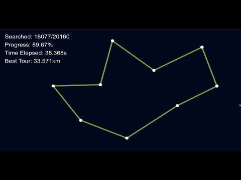 Travelling Salesman Demo in Unity - Brute Force Method