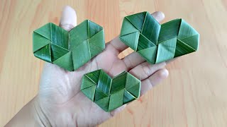 Cara membuat bentuk hati | kerajinan daun kelapa | Kreasi Janur