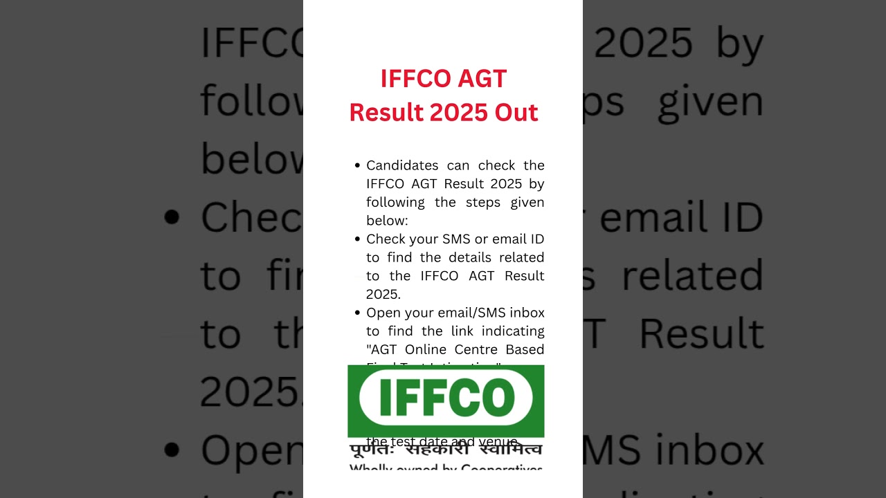 IFFCO AGT Result 2025 Out, Download Link Active Follow the Direct Link