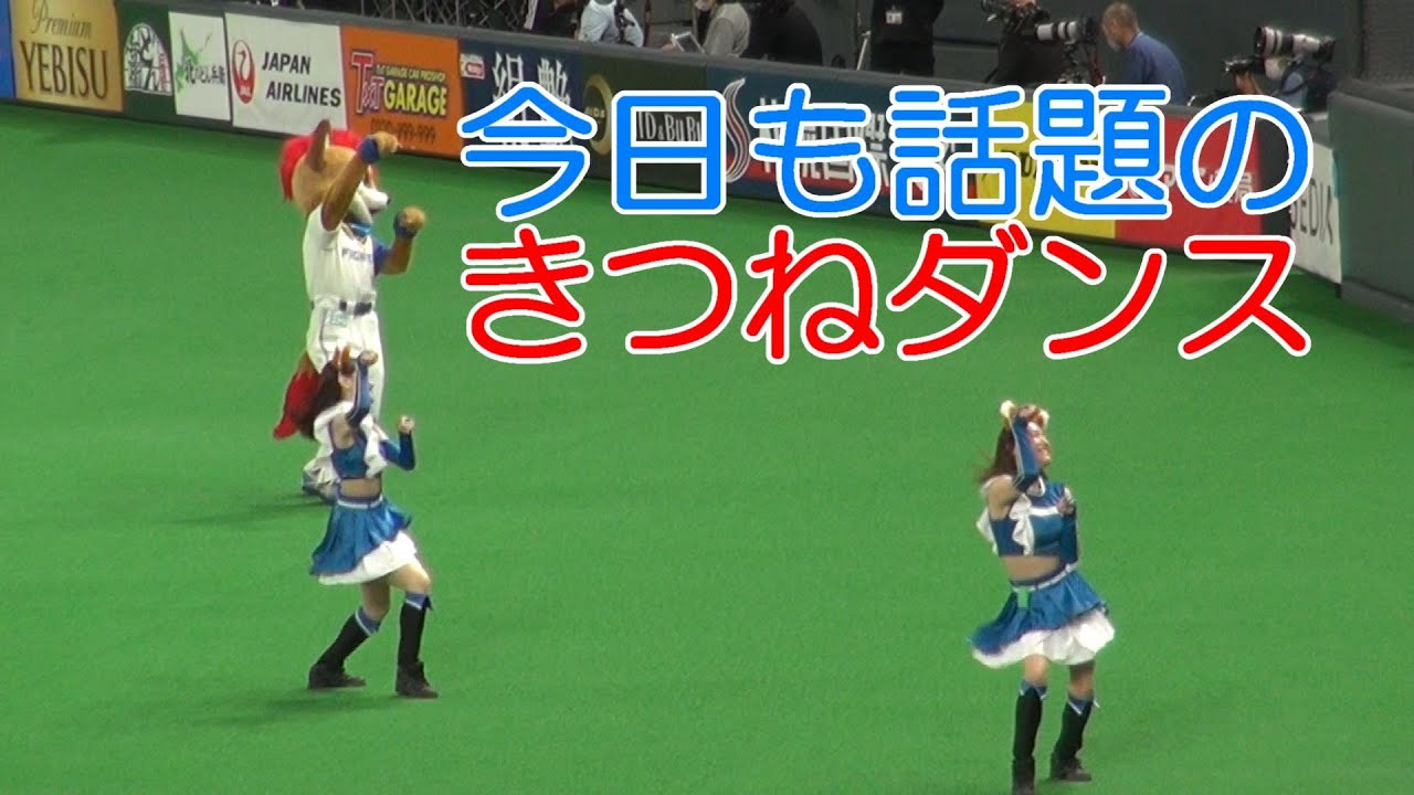 2527 今日も話題の きつねダンス を踊るフレップとファイターズガール Youtube