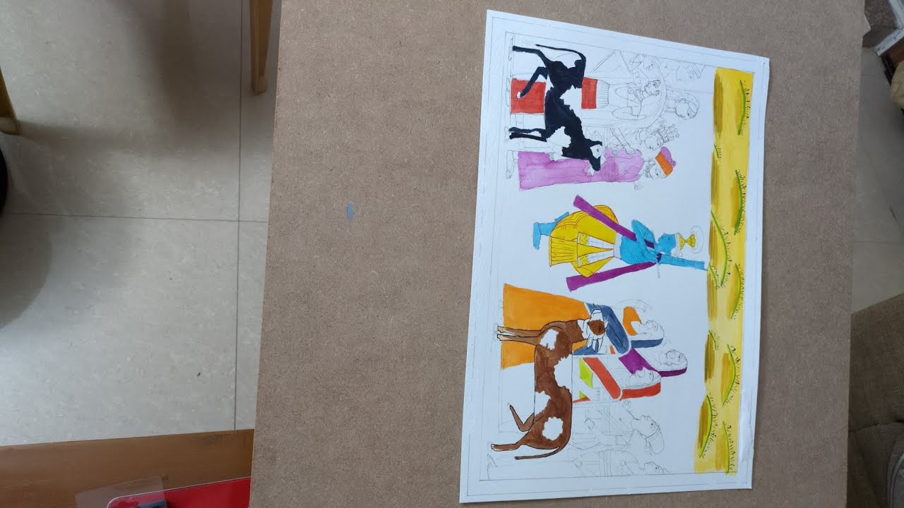 Mughal style lord Krishna water color painting 