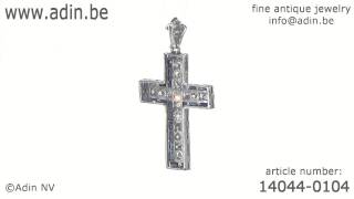 Art Deco platinum diamond cross with sapphires. (Adin reference: 14044-0104)